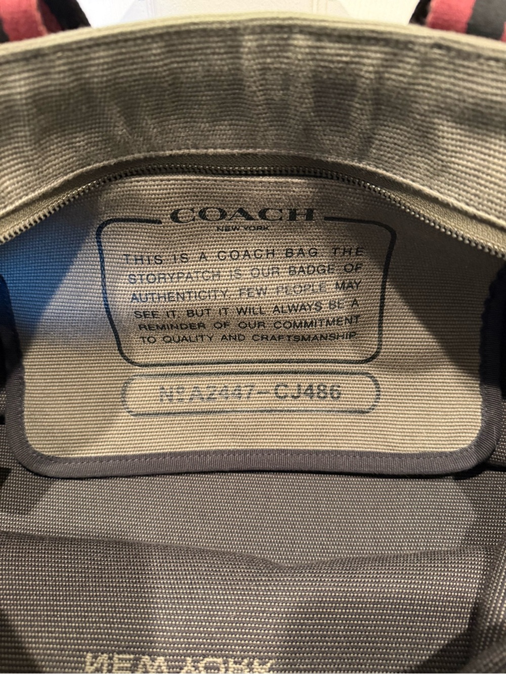 COACH Canvas Tote Bag 38 Olive Green with black & tan trim - style CJ486 - EUC - Picture 12 of 13